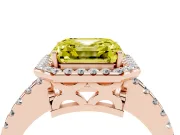Asscher Cut Pave Halo Engagement Ring Setting for a Fancy Yellow Lab-Grown Diamond | Rose Gold