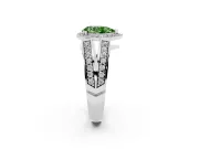 Pear-Shaped Halo Engagement Ring Setting for a Fancy Green Lab-Grown Diamond | Two-Row Pave Split Shank | White Gold