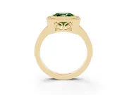Fancy Green Asscher Cut Diamond Halo Ring Set in Yellow gold with Pavé Band and Milgrain-Edged Prongs