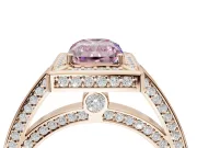 Radiant Cut Sectioned Halo Engagement Ring Setting for a Fancy Pink Lab-Grown Diamond | Rose Gold