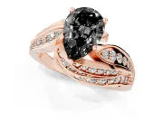 Pear-Shaped Bypass Pavé Engagement Ring Setting for a Black Center | Graduated Pavé | Rose Gold