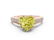 Heart-Shaped Graduated Pavé Engagement Ring Setting for a Fancy Yellow Lab-Grown Diamond | Rose Gold