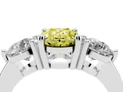 Oval Three Stone Engagement Ring Setting for a Fancy Yellow Lab-Grown Diamond | Open Prong Baskets | Sterling Silver