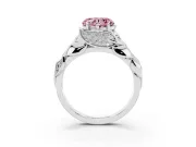 Fancy Pink Heart Cut Diamond Leaf-Inspired Engagement Ring Set in Platinum with Round Accents