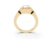 Radiant Cut Vintage Milgrain Halo Engagement Ring Setting | Open Loop Pave Shoulders | Yellow Gold