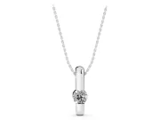 Round Lab-Grown Diamond Tension Style Bar Pendant Necklace | Folded Bar | Sterling Silver