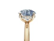 Round Hidden Halo Ring Setting for a Fancy Blue Lab-Grown Diamond | Yellow Gold