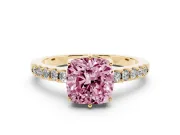 Cushion Cut Engagement Ring Setting for a Fancy Pink Lab-Grown Diamond | Yellow Gold - Design NV-24649
