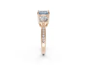 Princess Cut Three Stone Engagement Ring Setting for a Fancy Blue Lab-Grown Diamond | Tapered Pave Band | Rose Gold