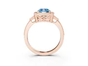 Cushion Cut Milgrain Halo Engagement Ring Setting for a Fancy Blue Lab-Grown Diamond | Graduated Pavé | Rose Gold