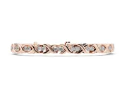 Round Lab-Grown Diamond X-Link Tennis Bracelet | Two-Stone Prong Settings | Rose Gold