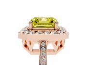 Asscher Cut Halo Engagement Ring Setting for a Fancy Yellow Lab-Grown Diamond | Polished Halo Rim | Rose Gold
