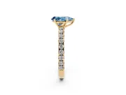 Pear-Shaped Pave Solitaire Engagement Ring Setting for a Fancy Blue Lab-Grown Diamond | Shared Prong Band | Yellow Gold