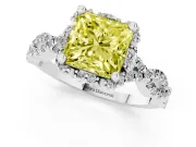 Princess Cut Halo Engagement Ring Setting for a Fancy Yellow Lab-Grown Diamond | Sterling Silver - Design NV-24725