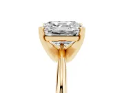 Asscher Cut Diamond Solitaire Ring Set in Yellow gold with Prong Setting on a Plain Round Band