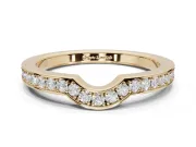 Round Lab-Grown Diamond Pavé Contour Wedding Band | Raised Rails | Yellow Gold