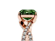 Asscher Cut Twisted Pave Engagement Ring Setting for a Fancy Green Lab-Grown Diamond | Split Shank | Rose Gold