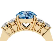 Round Close Set Five Stone Engagement Ring Setting for a Fancy Blue Lab-Grown Diamond | Yellow Gold