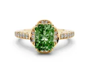 Radiant Cut Floral Pavé Engagement Ring Setting for a Fancy Green Lab-Grown Diamond | Yellow Gold