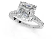 Asscher Cut Pavé Solitaire Engagement Ring Setting | Crossover Gallery | Sterling Silver