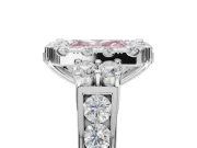 Radiant Cut Halo Engagement Ring Setting for a Fancy Pink Lab-Grown Diamond | Graduated Channel Band | Platinum