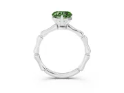 Fancy Green Heart Cut Diamond Solitaire Ring Set in Platinum with Bamboo Band and Prong Setting