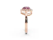 Heart-Shaped Scalloped Cluster Halo Engagement Ring Setting for a Fancy Pink Lab-Grown Diamond | Plain Band | Rose Gold