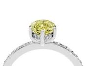 Fancy Yellow Marquise Cut Diamond Pavé Band Ring Set in White gold with Prong-Set Center Stone