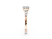Cushion Cut Tapered Baguette Engagement Ring Setting | Bar Set Sides | Rose Gold