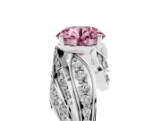 Round Bypass Hidden Halo Engagement Ring Setting for a Fancy Pink Lab-Grown Diamond | Graduated Pavé | Platinum