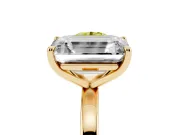 Fancy Yellow Round Cut and Emerald Cut Toi Moi Ring Set in Yellow gold with Prong Setting