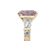 Emerald Cut Tapered Baguette Engagement Ring Setting for a Fancy Pink Lab-Grown Diamond | Bar Set Sides | Yellow Gold