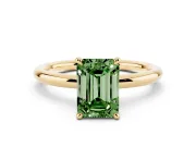 Emerald Cut Hidden Halo Ring Setting for a Fancy Green Lab-Grown Diamond | Yellow Gold