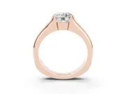 Round Half Bezel Solitaire Engagement Ring Setting | Wide Band | Rose Gold
