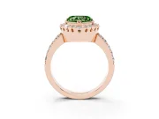 Heart-Shaped Milgrain Halo Engagement Ring Setting for a Fancy Green Lab-Grown Diamond | Pavé Shoulders | Rose Gold