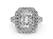 Radiant Cut Halo Split Shank Engagement Ring Setting | Sterling Silver