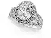 Oval Halo Split Shank Engagement Ring Setting | Round Side Stones | Sterling Silver