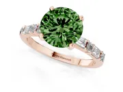 Round Baguette Side Stone Engagement Ring Setting for a Fancy Green Lab-Grown Diamond | Rose Gold