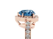 Fancy Blue Heart Cut Diamond Halo Pavé Engagement Ring Set in Rose gold with Bezel Setting