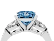 Princess Cut Three-Stone Engagement Ring Setting for a Fancy Blue Lab-Grown Diamond | Pear Side Stones | Sterling Silver