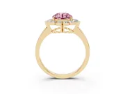 Round Scalloped Cluster Halo Engagement Ring Setting for a Fancy Pink Lab-Grown Diamond | Plain Band | Yellow Gold