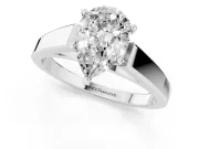 Pear Cut Diamond Solitaire Engagement Ring Set in Platinum with Prong Setting and Tapered Band