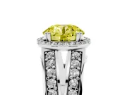 Round Halo Engagement Ring Setting for a Fancy Yellow Lab-Grown Diamond | Split Shank | White Gold
