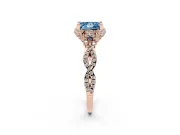 Princess Cut Milgrain Halo Engagement Ring Setting for a Fancy Blue Lab-Grown Diamond | Graduated Shoulders | Rose Gold