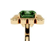 Asscher Cut Milgrain Cluster Halo Engagement Ring Setting for a Fancy Green Lab-Grown Diamond | Plain Band | Yellow Gold