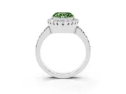 Heart-Shaped Milgrain Halo Engagement Ring Setting for a Fancy Green Lab-Grown Diamond | Pavé Shoulders | Platinum