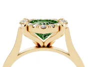 Heart-Shaped Claw Corner Halo Engagement Ring Setting for a Fancy Green Lab-Grown Diamond | Plain Band | Yellow Gold