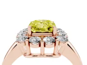 Radiant Cut Cluster Halo Engagement Ring Setting for a Fancy Yellow Lab-Grown Diamond | Large Round Accents | Rose Gold