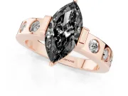 Marquise Tension Style Engagement Ring Setting for a Black Center | Flush Set Accents | Rose Gold