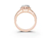 Heart-Shaped Halo Engagement Ring Setting | Two-Row Pave Split Shank | Rose Gold